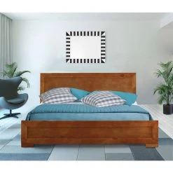 Top 10 🎉 Oxford 82.3 in. Brown Oak Queen Platform Bed by Camden Isle 😀 -Outlet Camden Isle Store oak camden isle platform beds ci 112632 31 1000