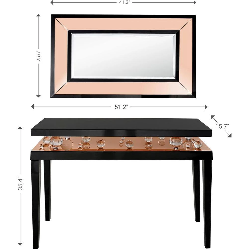 Hot Sale ❤️ Gelenau 16 in. Rose Gold Rectangular Wood Console Table with Mirror by Camden Isle ⭐ 9 Hot Sale ❤️ Gelenau 16 in. Rose Gold Rectangular Wood Console Table with Mirror by Camden Isle ⭐ - Image 7