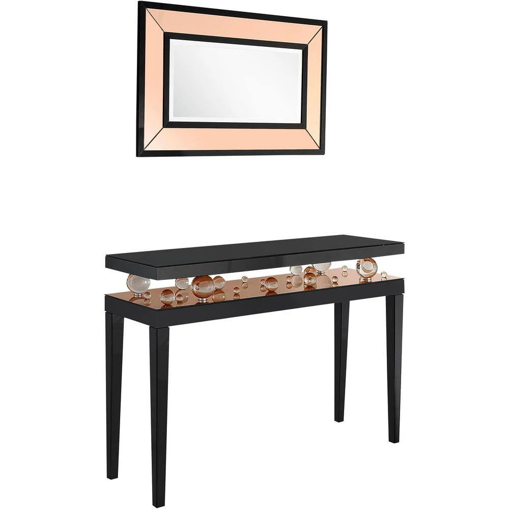 Hot Sale ❤️ Gelenau 16 in. Rose Gold Rectangular Wood Console Table with Mirror by Camden Isle ⭐ 4 Hot Sale ❤️ Gelenau 16 in. Rose Gold Rectangular Wood Console Table with Mirror by Camden Isle ⭐ - Image 2