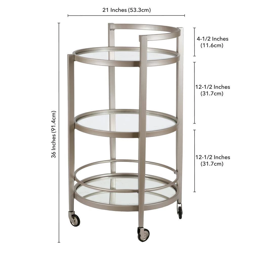 Buy ⌛ Hause Satin Nickel Bar Cart with Mirrored Shelf by Meyer&Cross ❤️ 5 Buy ⌛ Hause Satin Nickel Bar Cart with Mirrored Shelf by Meyer&Cross ❤️ - Image 4
