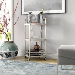 Buy ⌛ Hause Satin Nickel Bar Cart with Mirrored Shelf by Meyer&Cross ❤️ 8 Buy ⌛ Hause Satin Nickel Bar Cart with Mirrored Shelf by Meyer&Cross ❤️ -Outlet Camden Isle Store satin nickel meyer cross bar carts bc0508 4f 1000