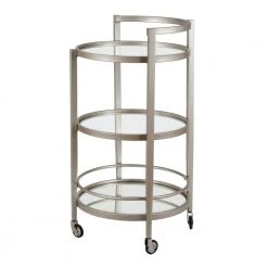Buy โ Hause Satin Nickel Bar Cart with Mirrored Shelf by Meyer&Cross โค๏ธ