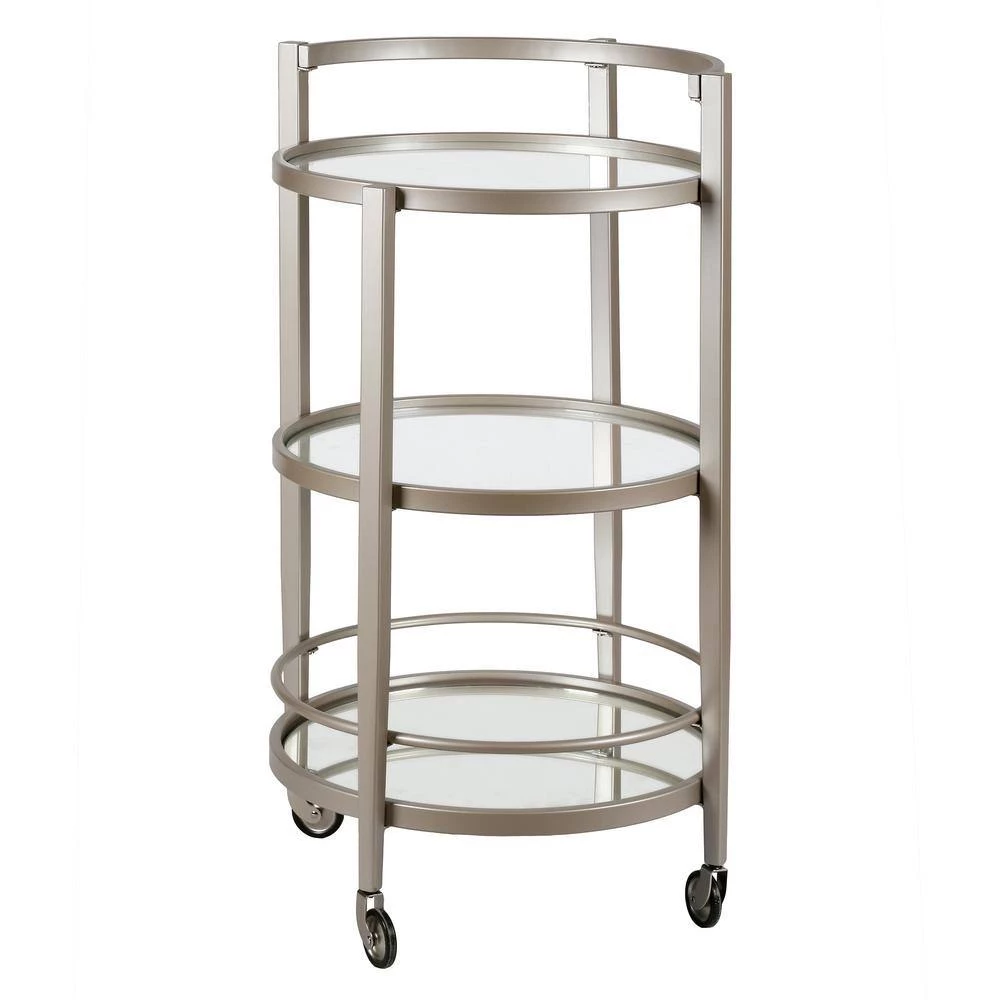 Buy ⌛ Hause Satin Nickel Bar Cart with Mirrored Shelf by Meyer&Cross ❤️ 3 Buy ⌛ Hause Satin Nickel Bar Cart with Mirrored Shelf by Meyer&Cross ❤️ - Image 2