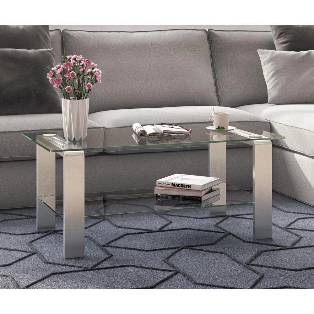 Buy 🔥 Asta 40 in. Satin Nickel/Clear Medium Rectangle Glass Coffee Table with Shelf by Meyer&Cross ✔️ 9 Buy 🔥 Asta 40 in. Satin Nickel/Clear Medium Rectangle Glass Coffee Table with Shelf by Meyer&Cross ✔️ - Image 7