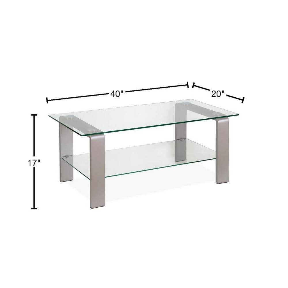 Buy 🔥 Asta 40 in. Satin Nickel/Clear Medium Rectangle Glass Coffee Table with Shelf by Meyer&Cross ✔️ 5 Buy 🔥 Asta 40 in. Satin Nickel/Clear Medium Rectangle Glass Coffee Table with Shelf by Meyer&Cross ✔️ - Image 3