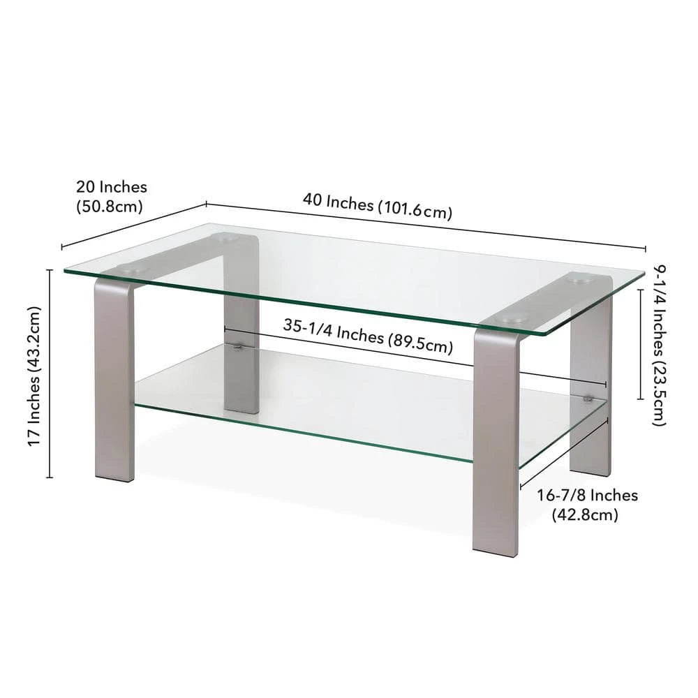 Buy 🔥 Asta 40 in. Satin Nickel/Clear Medium Rectangle Glass Coffee Table with Shelf by Meyer&Cross ✔️ 8 Buy 🔥 Asta 40 in. Satin Nickel/Clear Medium Rectangle Glass Coffee Table with Shelf by Meyer&Cross ✔️ - Image 6
