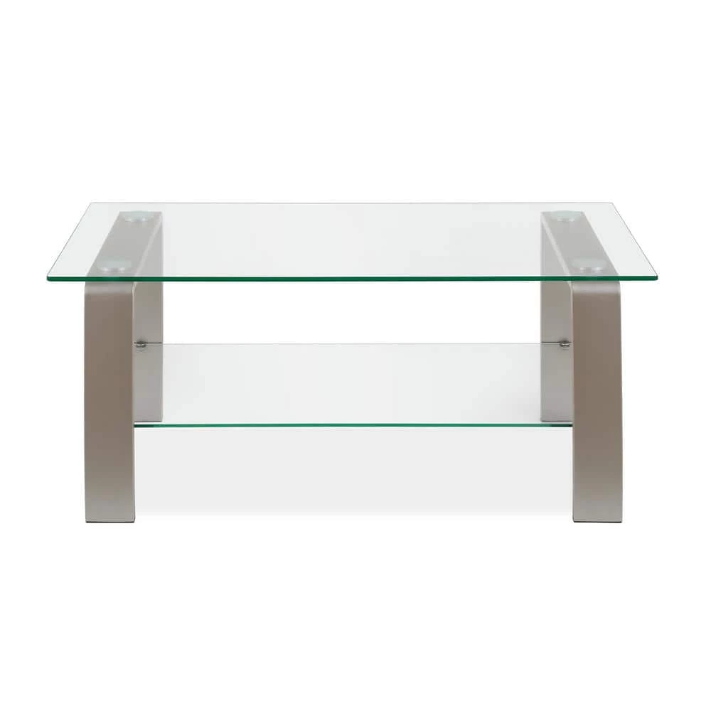 Buy 🔥 Asta 40 in. Satin Nickel/Clear Medium Rectangle Glass Coffee Table with Shelf by Meyer&Cross ✔️ 6 Buy 🔥 Asta 40 in. Satin Nickel/Clear Medium Rectangle Glass Coffee Table with Shelf by Meyer&Cross ✔️ - Image 4