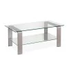 Buy 🔥 Asta 40 in. Satin Nickel/Clear Medium Rectangle Glass Coffee Table with Shelf by Meyer&Cross ✔️