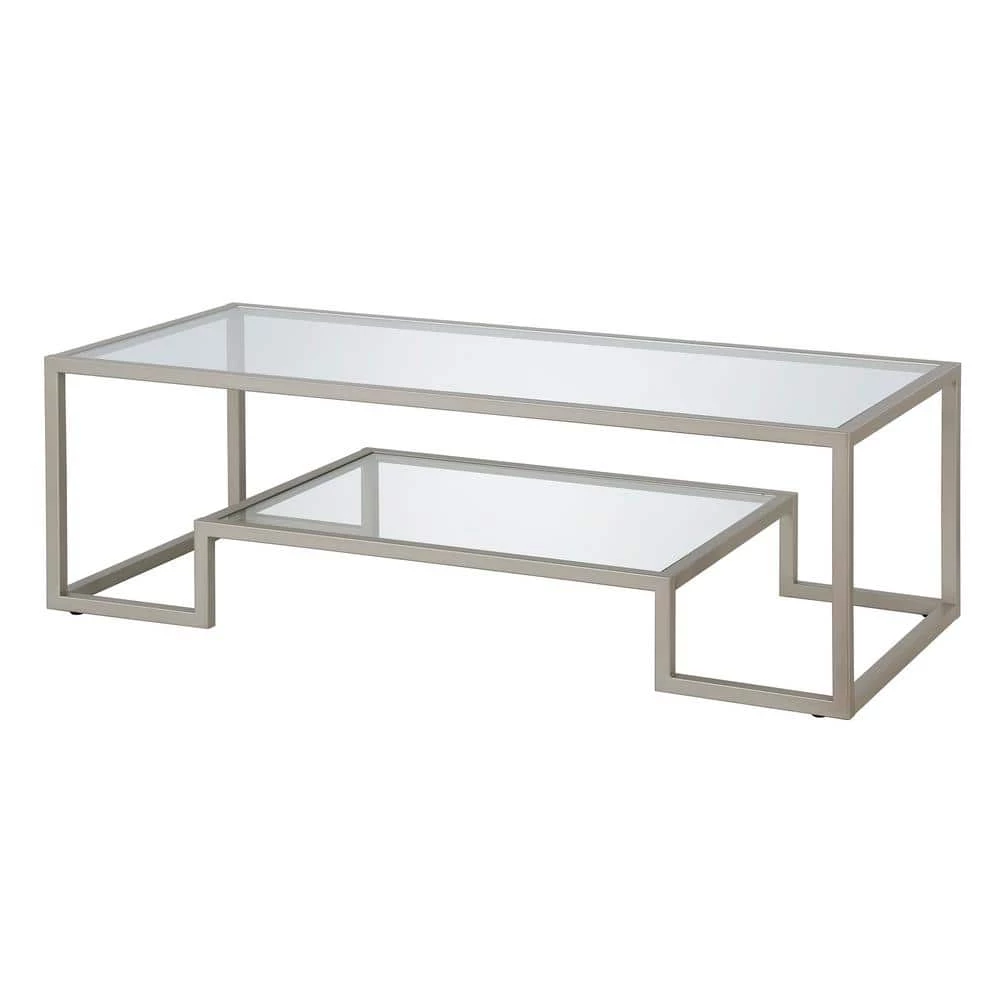 Flash Sale ๐ Athena 54 in. Satin Nickel Bronze Rectangle Glass Coffee Table by Meyer&Cross ๐ฏ 4 Flash Sale ๐ Athena 54 in. Satin Nickel Bronze Rectangle Glass Coffee Table by Meyer&Cross ๐ฏ - Image 2