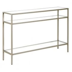 Flash Sale 🔔 Siviline 42 in. Satin Nickel Rectangle Glass Console Table by Meyer&Cross 😍