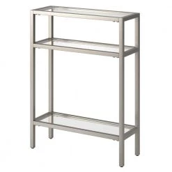 Deals 🎁 Sivil 22 in. Satin Nickel Rectangle Glass Console Table by Meyer&Cross 🎁 -Outlet Camden Isle Store satin nickel meyer cross console tables at1560 1f 1000