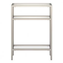 Deals 🎁 Sivil 22 in. Satin Nickel Rectangle Glass Console Table by Meyer&Cross 🎁