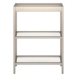 Best Sale ๐ Alexis 22 in. Satin Nickel Rectangle Glass Console Table by Meyer&Cross ๐