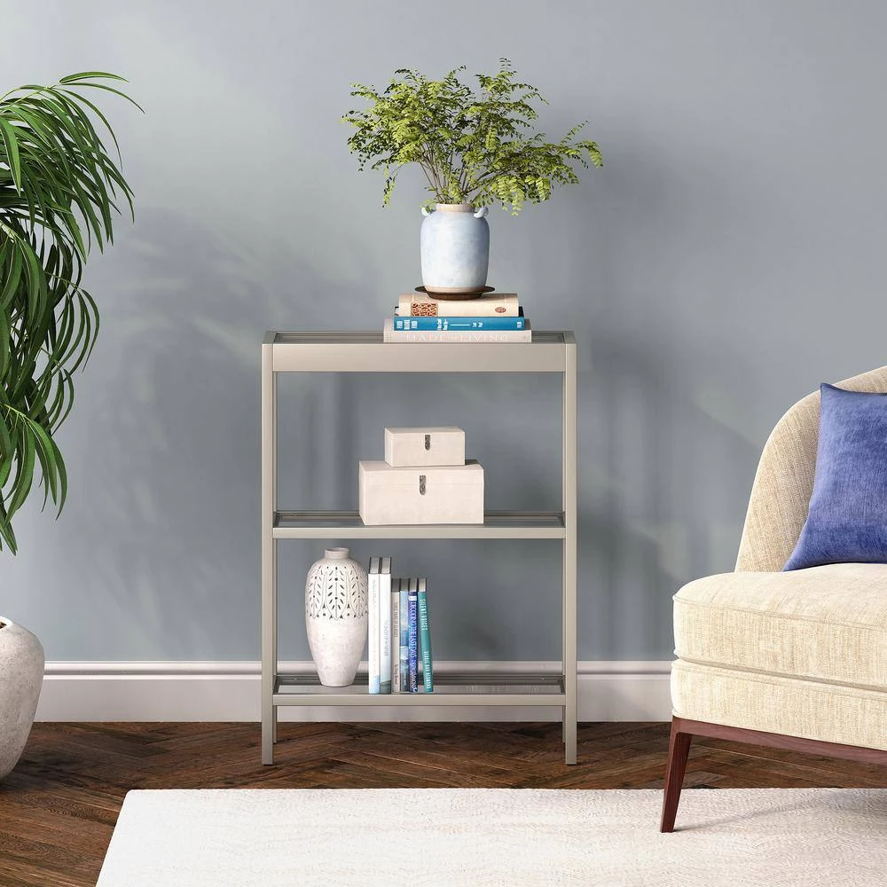 Best Sale 🌟 Alexis 22 in. Satin Nickel Rectangle Glass Console Table by Meyer&Cross 👍 6 Best Sale 🌟 Alexis 22 in. Satin Nickel Rectangle Glass Console Table by Meyer&Cross 👍 - Image 4