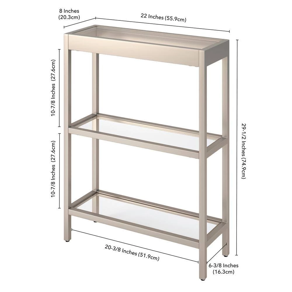 Best Sale 🌟 Alexis 22 in. Satin Nickel Rectangle Glass Console Table by Meyer&Cross 👍 10 Best Sale 🌟 Alexis 22 in. Satin Nickel Rectangle Glass Console Table by Meyer&Cross 👍 - Image 8