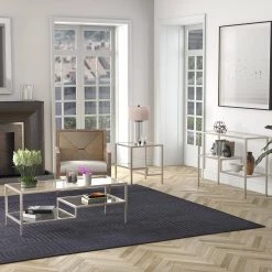 Promo ⭐ Lovett 20 in. Satin Nickel Square Glass Side Table with Glass Shelves by Meyer&Cross ❤️ 17 Promo ⭐ Lovett 20 in. Satin Nickel Square Glass Side Table with Glass Shelves by Meyer&Cross ❤️ -Outlet Camden Isle Store satin nickel meyer cross end side tables st0848 31 1000