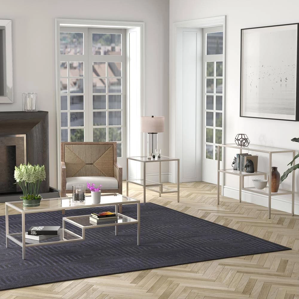 Promo ⭐ Lovett 20 in. Satin Nickel Square Glass Side Table with Glass Shelves by Meyer&Cross ❤️ 10 Promo ⭐ Lovett 20 in. Satin Nickel Square Glass Side Table with Glass Shelves by Meyer&Cross ❤️ - Image 8