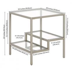 Promo ⭐ Lovett 20 in. Satin Nickel Square Glass Side Table with Glass Shelves by Meyer&Cross ❤️ 16 Promo ⭐ Lovett 20 in. Satin Nickel Square Glass Side Table with Glass Shelves by Meyer&Cross ❤️ -Outlet Camden Isle Store satin nickel meyer cross end side tables st0848 44 1000