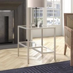 Promo ⭐ Lovett 20 in. Satin Nickel Square Glass Side Table with Glass Shelves by Meyer&Cross ❤️ 14 Promo ⭐ Lovett 20 in. Satin Nickel Square Glass Side Table with Glass Shelves by Meyer&Cross ❤️ -Outlet Camden Isle Store satin nickel meyer cross end side tables st0848 4f 1000