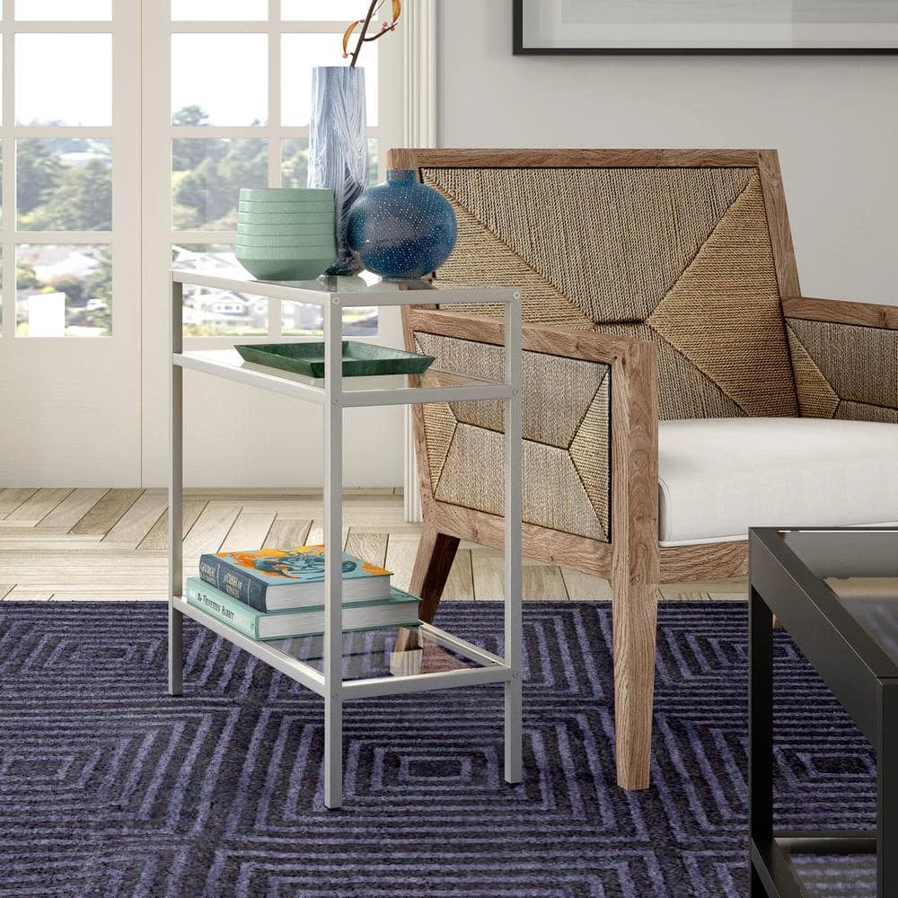 Hot Sale 🥰 Sivil 24 in. Satin Nickel Rectangular Glass Side Table by Meyer&Cross 🔔 8 Hot Sale 🥰 Sivil 24 in. Satin Nickel Rectangular Glass Side Table by Meyer&Cross 🔔 - Image 6