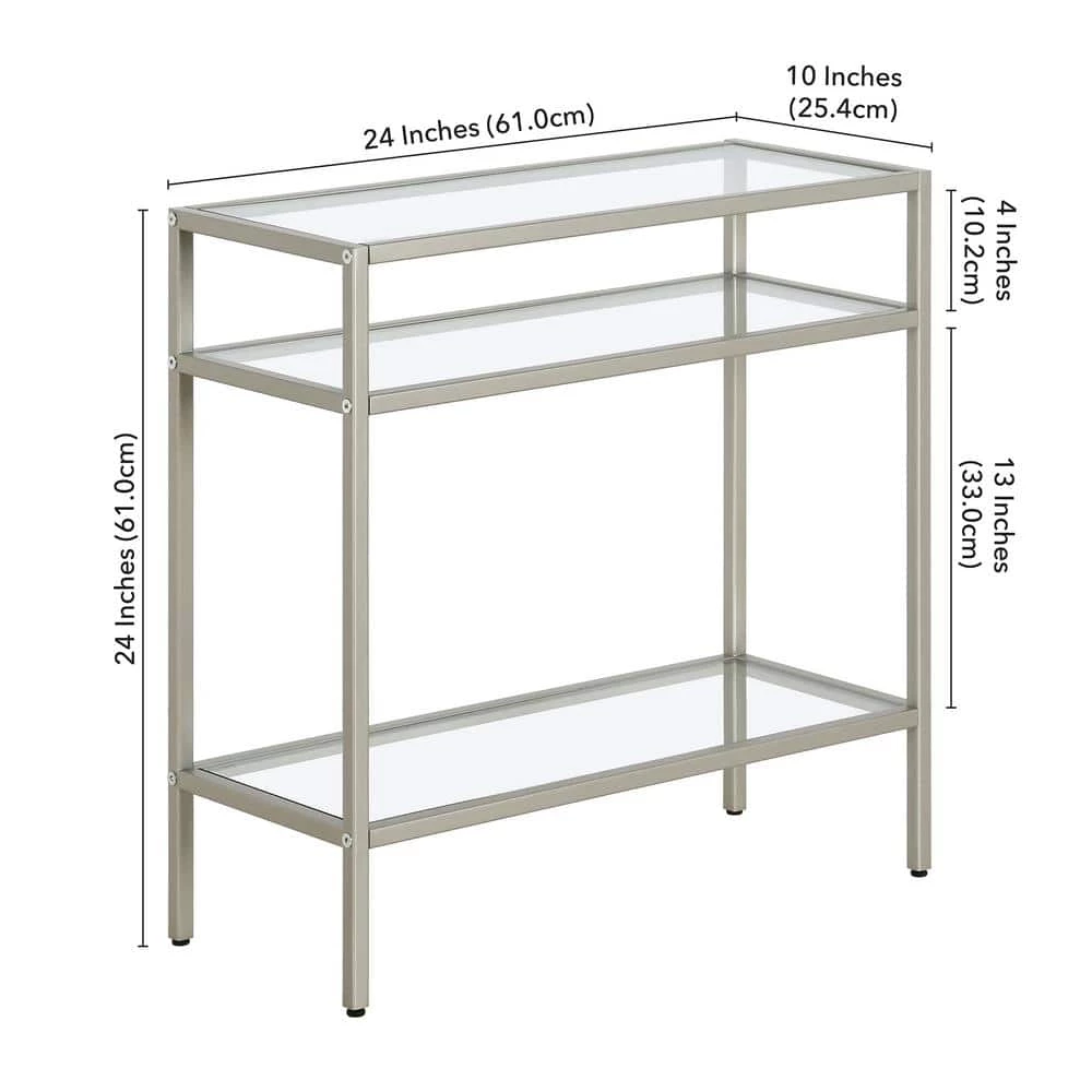 Hot Sale 🥰 Sivil 24 in. Satin Nickel Rectangular Glass Side Table by Meyer&Cross 🔔 9 Hot Sale 🥰 Sivil 24 in. Satin Nickel Rectangular Glass Side Table by Meyer&Cross 🔔 - Image 7