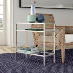 Hot Sale 🥰 Sivil 24 in. Satin Nickel Rectangular Glass Side Table by Meyer&Cross 🔔 14 Hot Sale 🥰 Sivil 24 in. Satin Nickel Rectangular Glass Side Table by Meyer&Cross 🔔 -Outlet Camden Isle Store satin nickel meyer cross end side tables st1164 4f 1000
