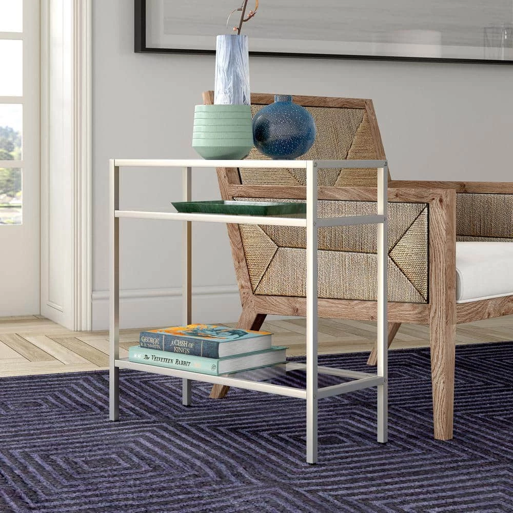 Hot Sale 🥰 Sivil 24 in. Satin Nickel Rectangular Glass Side Table by Meyer&Cross 🔔 7 Hot Sale 🥰 Sivil 24 in. Satin Nickel Rectangular Glass Side Table by Meyer&Cross 🔔 - Image 5