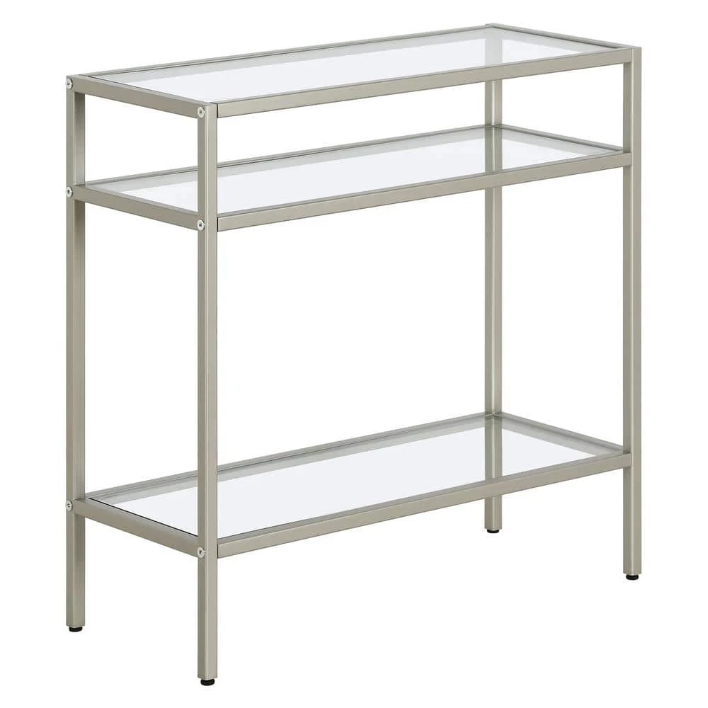 Hot Sale 🥰 Sivil 24 in. Satin Nickel Rectangular Glass Side Table by Meyer&Cross 🔔 3 Hot Sale 🥰 Sivil 24 in. Satin Nickel Rectangular Glass Side Table by Meyer&Cross 🔔
