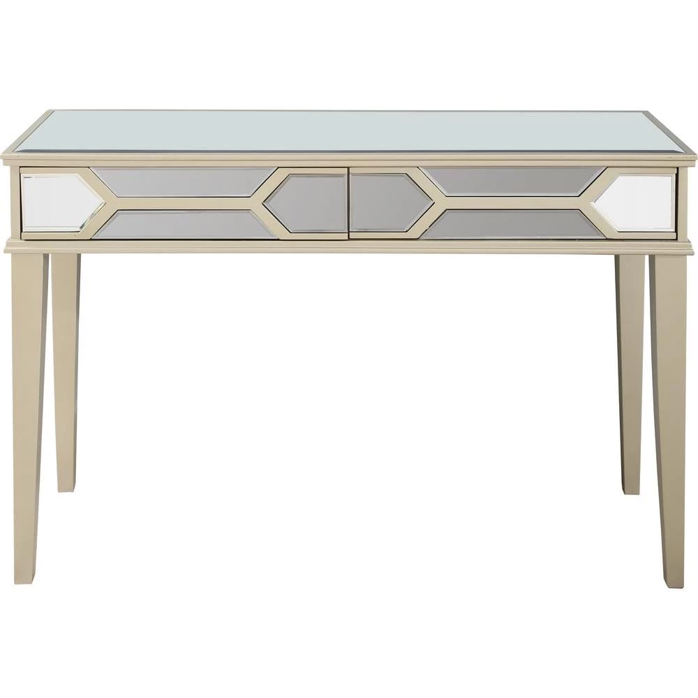 Outlet ⌛ Keeley 48 in. Silver Rectangle Mirrored Glass Console Table with Drawers by Camden Isle 😉 3 Outlet ⌛ Keeley 48 in. Silver Rectangle Mirrored Glass Console Table with Drawers by Camden Isle 😉