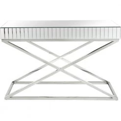 Best Sale 😉 Kinney 48 in. Rectangle Silver Glass Console Table by Camden Isle 🌟