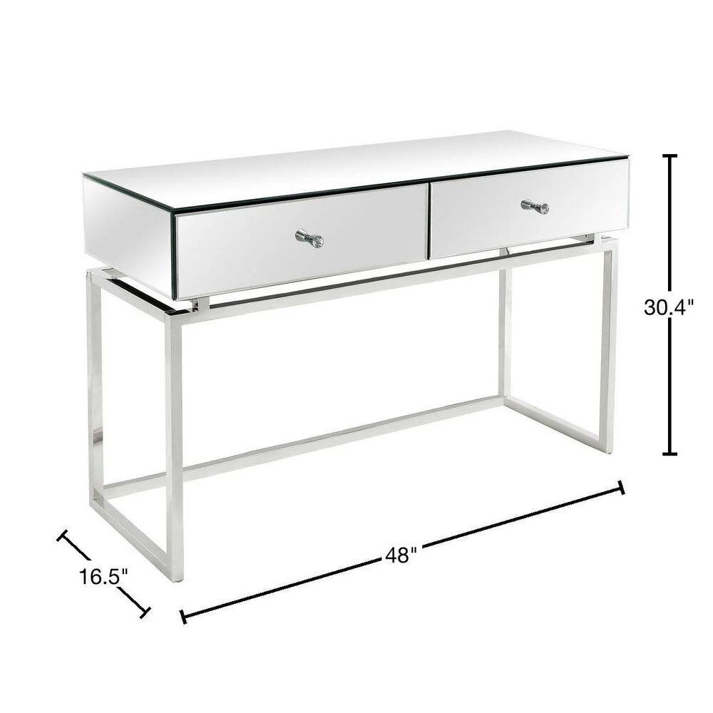 Deals 🔔 Addison 48 in. Rectangle Silver Glass Console Table by Camden Isle ✨ 5 Deals 🔔 Addison 48 in. Rectangle Silver Glass Console Table by Camden Isle ✨ - Image 3