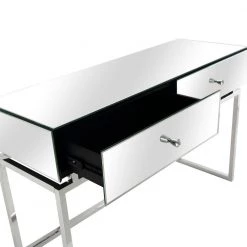 Best Sale 🧨 Addison 48 in. Rectangle Silver Glass Console Table with Wall Mirror by Camden Isle 🔔 -Outlet Camden Isle Store silver camden isle console tables 86540 44 1000