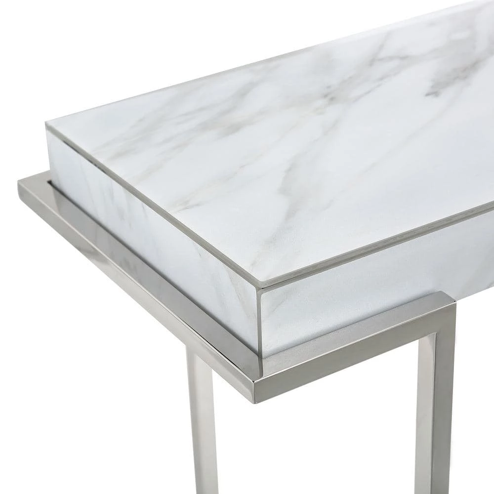 Coupon ❤️ Aldon 46 in. Rectangle Silver Faux Marble Console Table by Camden Isle 🤩 7 Coupon ❤️ Aldon 46 in. Rectangle Silver Faux Marble Console Table by Camden Isle 🤩 - Image 5