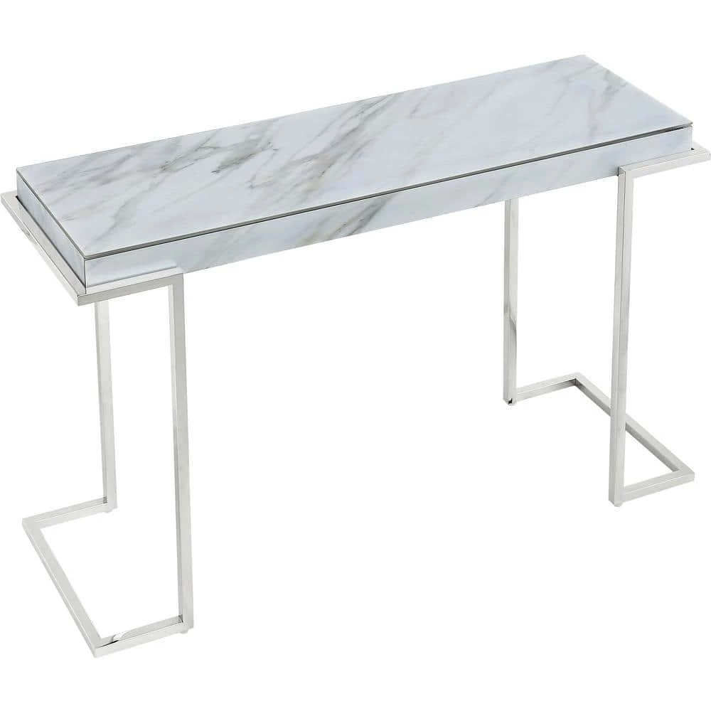 Coupon ❤️ Aldon 46 in. Rectangle Silver Faux Marble Console Table by Camden Isle 🤩 6 Coupon ❤️ Aldon 46 in. Rectangle Silver Faux Marble Console Table by Camden Isle 🤩 - Image 4