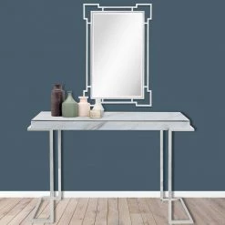 Top 10 👏 Aldon 15 in. Silver Rectangular Faux Marble Console Table with Mirror by Camden Isle 😉 -Outlet Camden Isle Store silver camden isle console tables 86546 31 1000