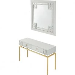 Budget 💯 Dynasty 16 in. White Rectangular Wood Console Table with Mirror by Camden Isle 😍 -Outlet Camden Isle Store white camden isle console tables 86627 c3 1000