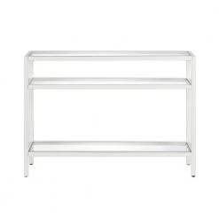 Best Pirce ✨ Sivil 42 in. White Standard Rectangle Glass Console Table with Storage by Meyer&Cross 🌟
