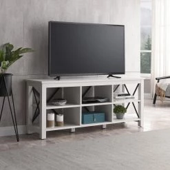 New 🌟 Sawyer 58 in. White TV Stand Fits TV's up to 65 in. by Meyer&Cross ⭐ -Outlet Camden Isle Store white meyer cross tv stands tv1009 1f 1000