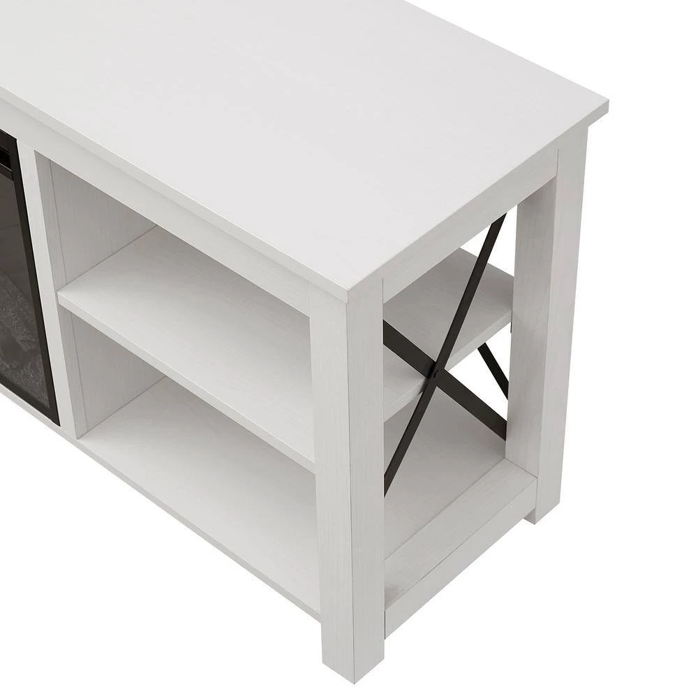 Outlet 😍 Sawyer 58 in. White TV Stand Fits TV's up to 65 in. with Log Fireplace Insert by Meyer&Cross 🎁 6 Outlet 😍 Sawyer 58 in. White TV Stand Fits TV's up to 65 in. with Log Fireplace Insert by Meyer&Cross 🎁 - Image 4