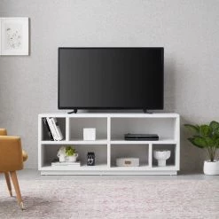 Coupon 👍 Bowman 58 in. White TV Stand Fits TV's up to 65 in. by Meyer&Cross 🌟 -Outlet Camden Isle Store white meyer cross tv stands tv1037 31 1000